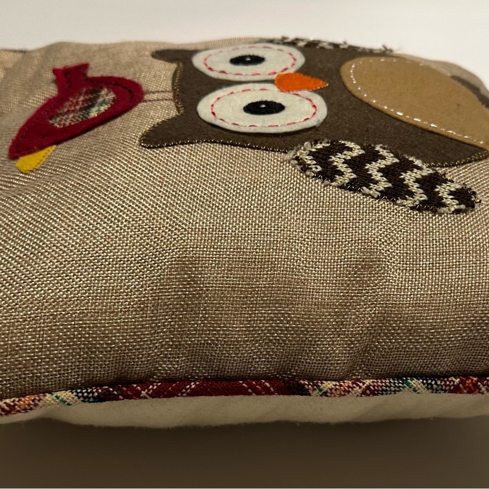 Vintage Square Owl and Bird Decorative Accent Pillow Cottage Core Earth Tones - Picture 5 of 8